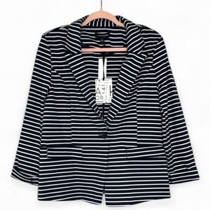 41 Hawthorn Natalie Striped Knit Blazer Navy White Open Front Jacket NWT